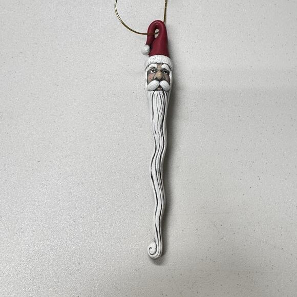 Vintage Hand Painted ICICLE SANTA Ornament Ceramic Bisque Christmas Collectible - Picture 1 of 6